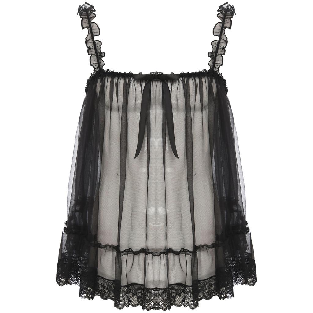 Men's Sissy Underwear Transparent Lace Lingerie Dress Sexy Chemise Temptation Sleepwear