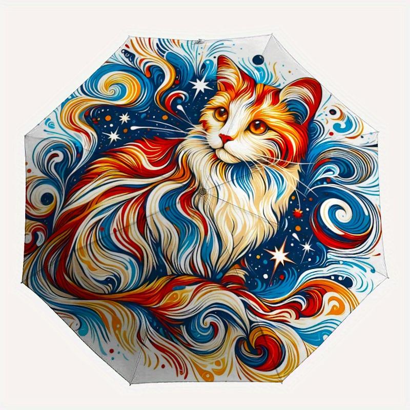 

1pc Cosmic Cat Automatic Open/close Folding Umbrella, Compact Portable Travel Umbrella, Perfect Birthday/Christmas yy250807163