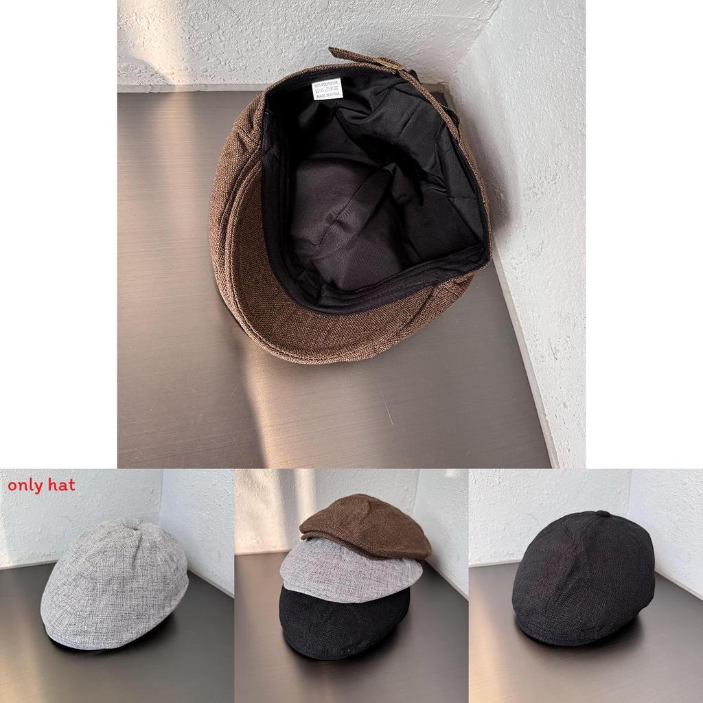 Simple Solid Color Cotton Linen Neutral Casual Beret For Autumn Casual Looks