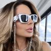 JYL Women's New Trendy Chain - Square Necklace-Style Sunglasses 21061