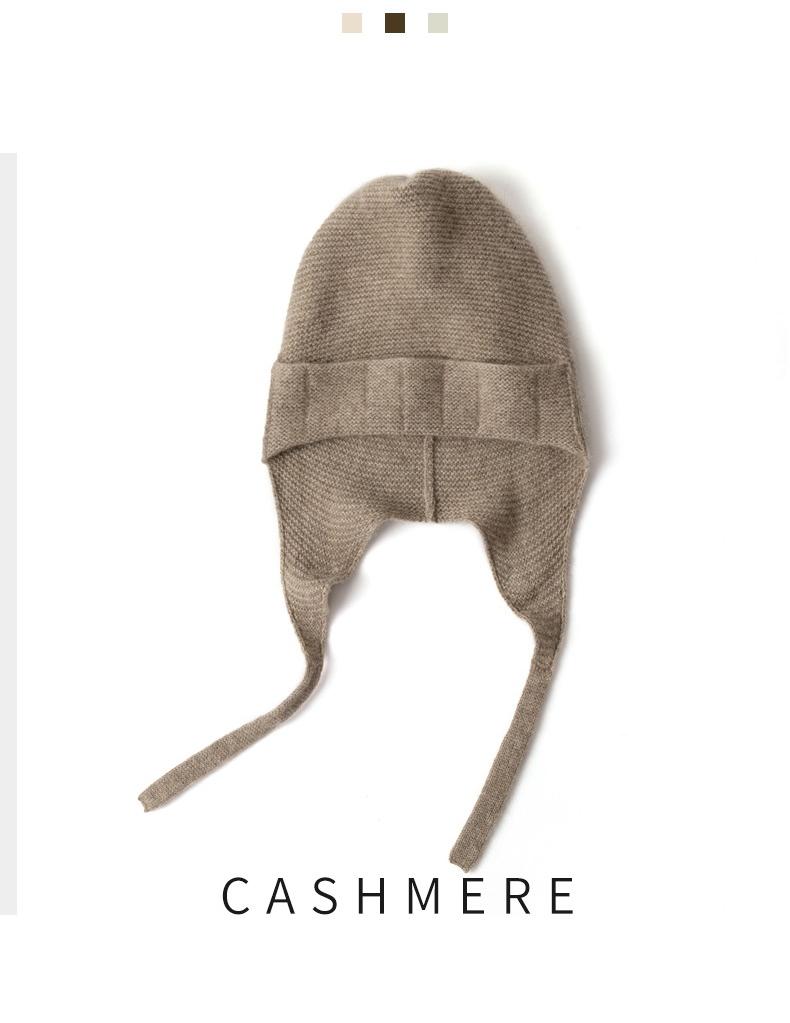 Women 100% Pure Cashmere Trapper Hat Ear Flap Design Knit Winter Warm Soft Skullies Cap Cold Weather Accessory