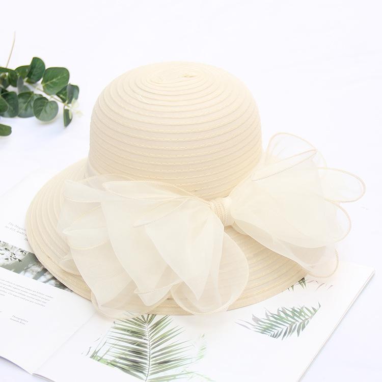 Women Organza Bucket Hats Elegant Bow Church Hats Lightweight Derby Tea Party Hats