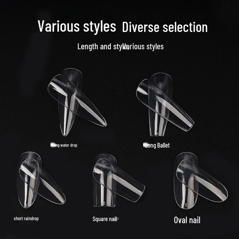 Dwustronne Ultracienkie Bezszwowe Końcówki do Paznokci Przedłużanych - 500 Sztuk, Francuski Ballet Kropelka Wodna Owalny Styl