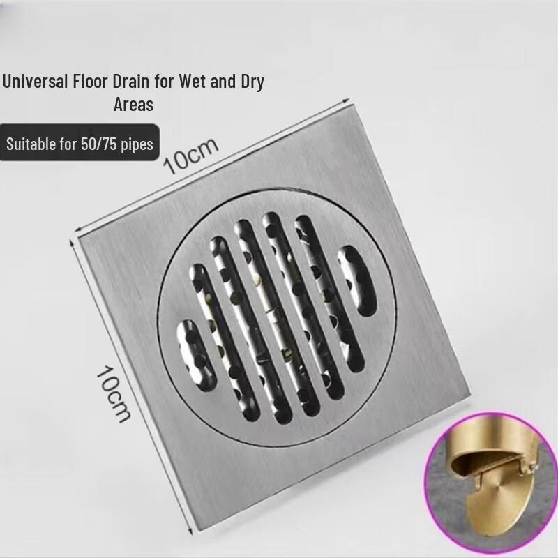 Lanmo Gunmetal Grey Copper Dual-Use Floor Drain CN plug (adapter included)