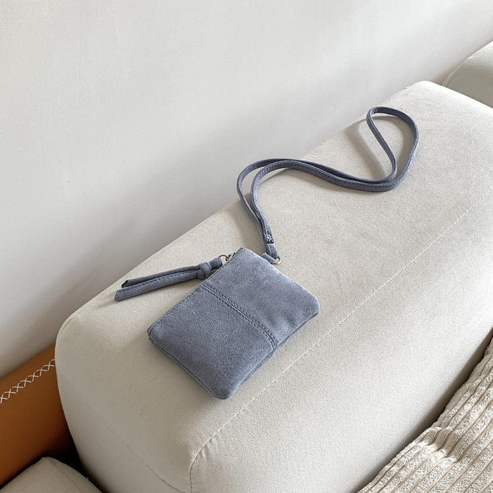 Leopard Print Suede Coin Purse Portable Lipstick Key Bag Women Shoulder Bag Mini Storage Bag Small Wallet Travel Neck Bag