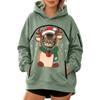 Damenmode Weihnachtsdruck Haustier-Taschen-Sweatshirt, Lockerer Drop-Shoulder-Pullover-Hoodie