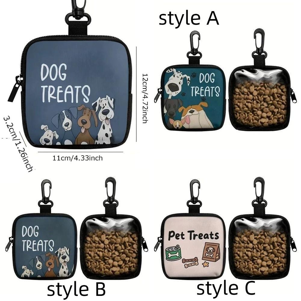Waterproof Dog Treat Pouch Zipper Closure Transparent Window Pet Training Reward Bag Printed Design Leak-Proof Dog Care Bag
