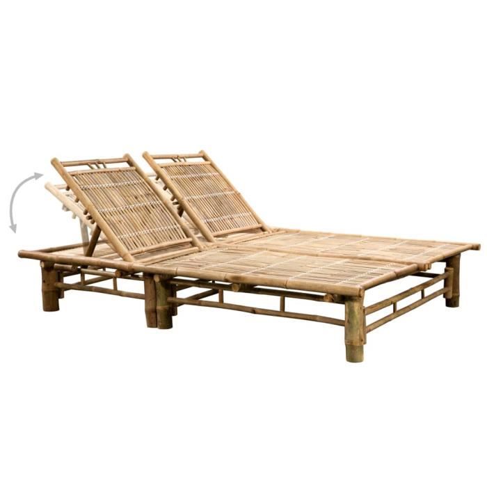 VidaXL Chaise longue pour 2 personnes avec coussins Bambou