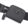 Great PRADA Shoulder Bag Triangle logo mini pouch black Safiano Used