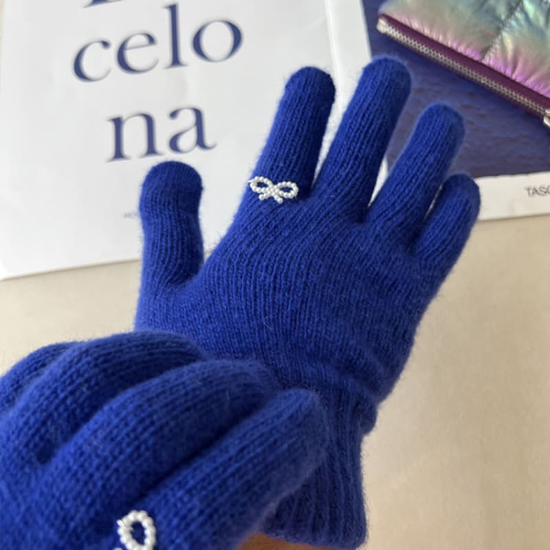 THEHEE Wool Knit Ribbon Gloves