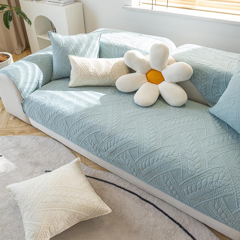 All-Season Non-Slip Pure Cotton Sofa Cushion - Solid Color, Japanese & Korean Design (2024 Model)