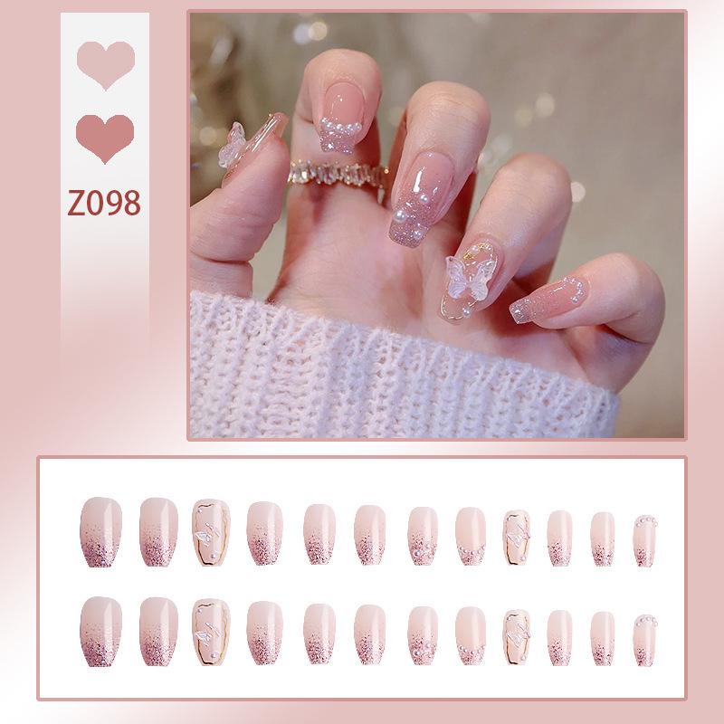 Ice-Clear Nude Ballet Nail Art Medium-Length Press-On Tips