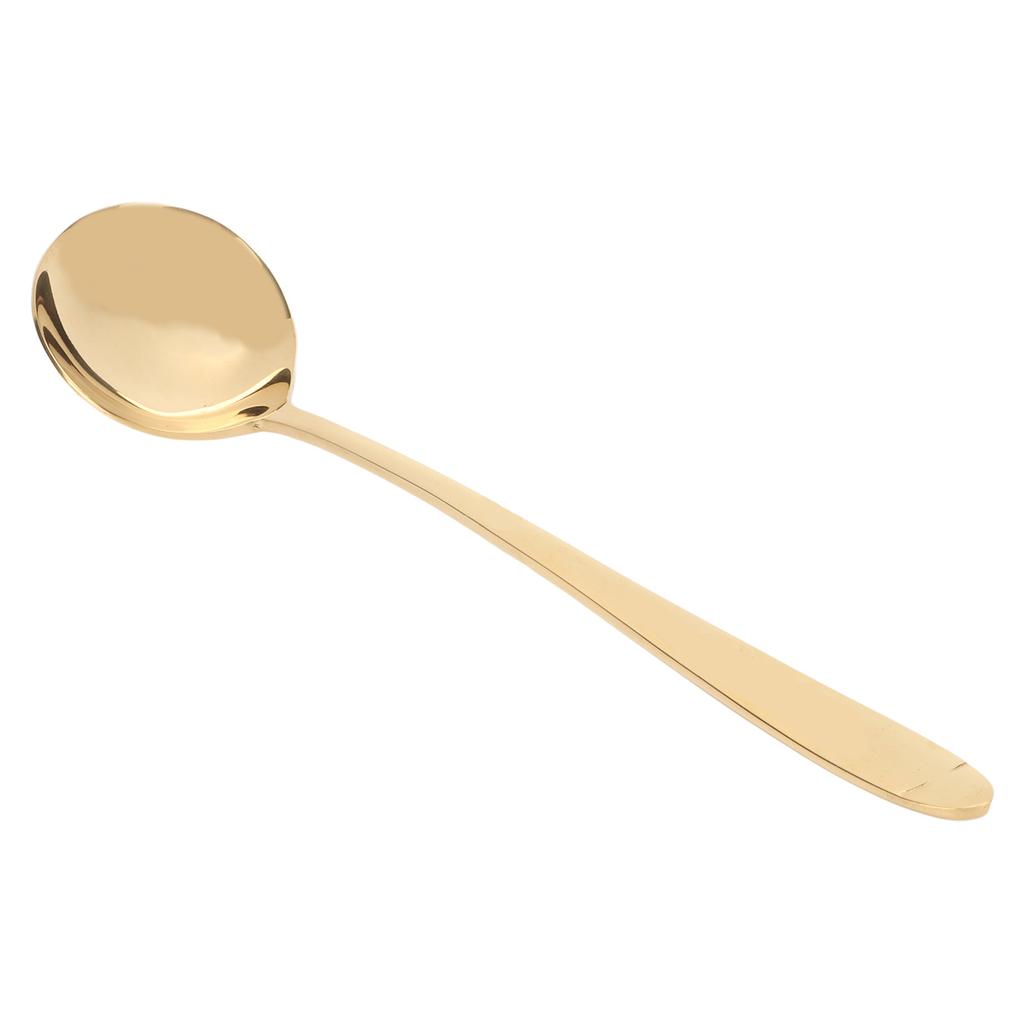 Serving Spoon Brass Polished Glossy Edges Elegant Style Compact Portable Round Soup Spoon for