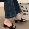 Fashion Slippers Women Summer Shoes Slides Butterfly-Knot Square heel Pantofle Block Soft 2025 Butterfly-knot Scandals  Shoes Women Slip