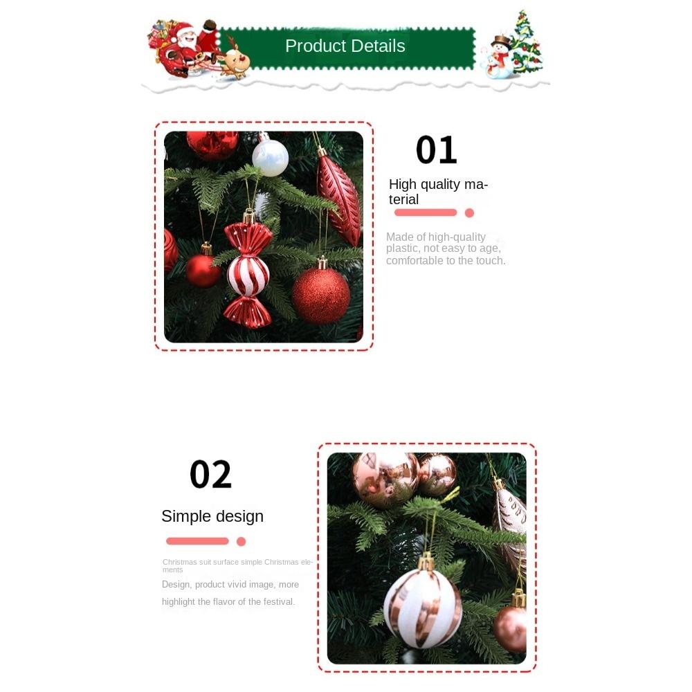 40Pcs Electroplated Balls Christmas Tree Ornament Plastic New Year Christmas Gifts Boxes Pendant Pendant DIY Crafts Painted