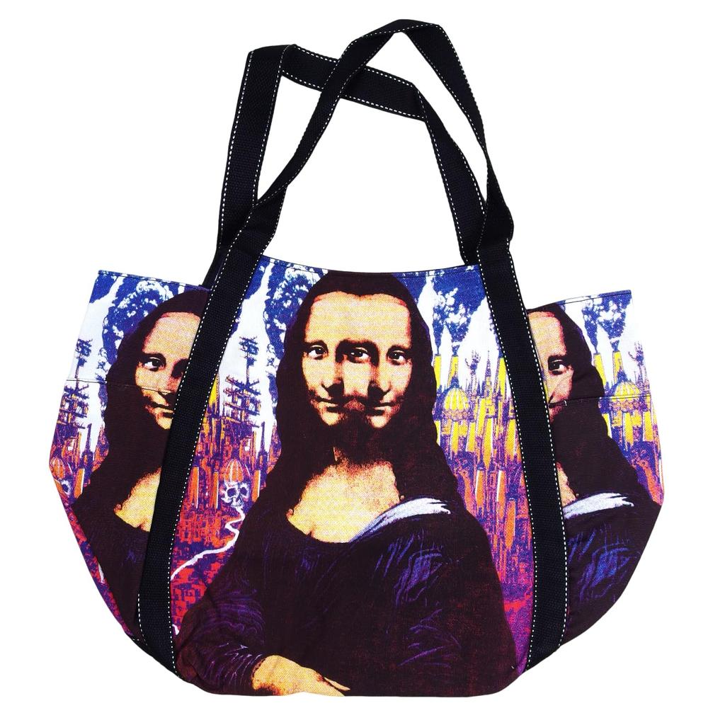 Tote Bag Eco Bag Bag Shopping Bag Bag ECOBAG Large Capacity BAG Skull Mona Lisa Unisex [EVERSOUL] Mother's (Mona Lisa)