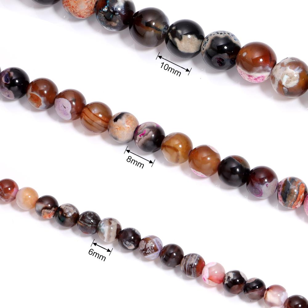 6/8/10mm Two Color Fire Agate Natural Stone Beads Orange Round Loose Beads For Jewelry Making DIY Necklace Bracelets Accessories
