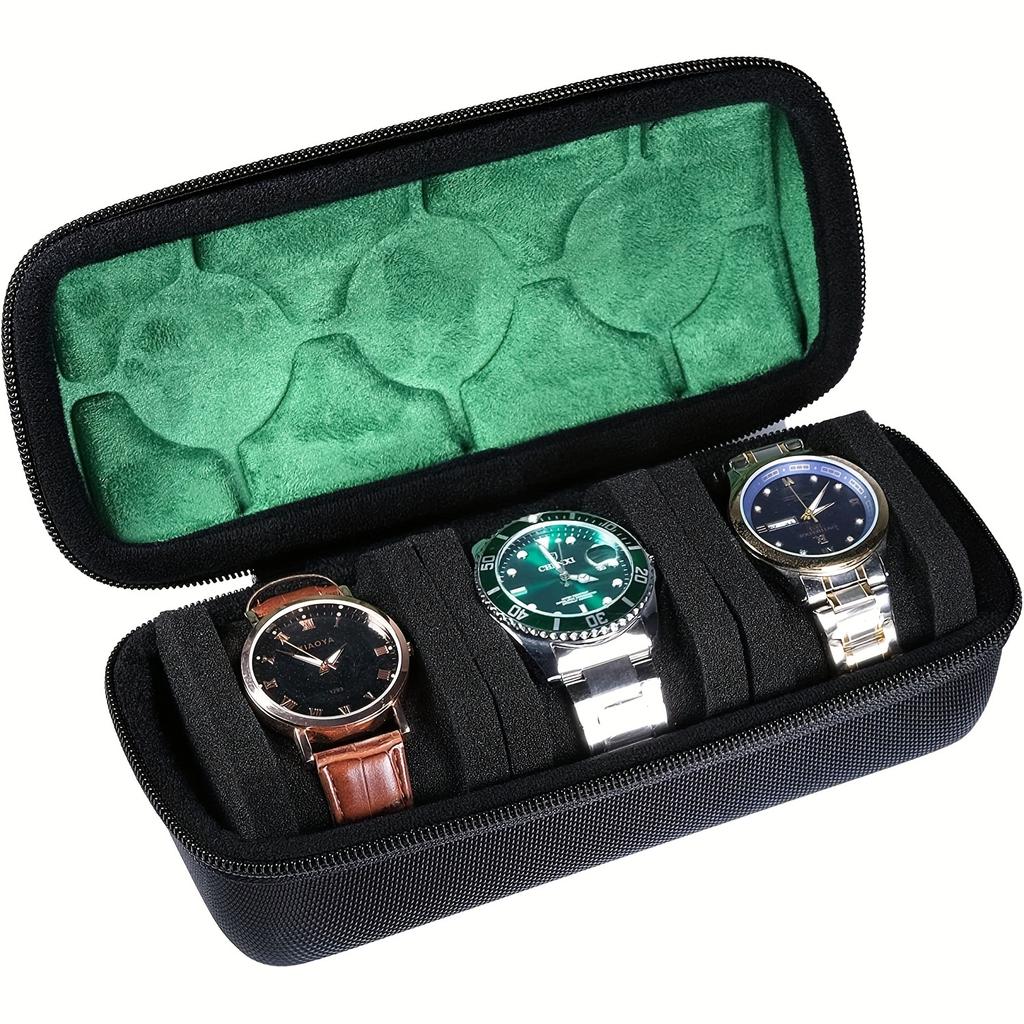 1pc Hard-Shell 3 Slots Watch Storage Case For Travel And Home Organization, With Soft Watch Pillow