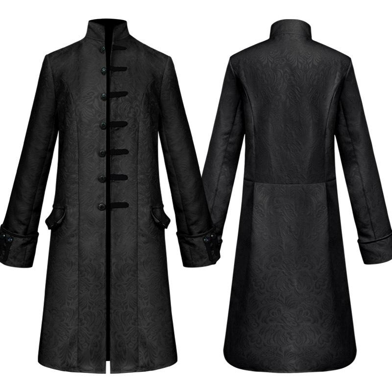 New men s coat solid color fashion steampunk retro men s uniform stand-up collar Halloween COS suit S
