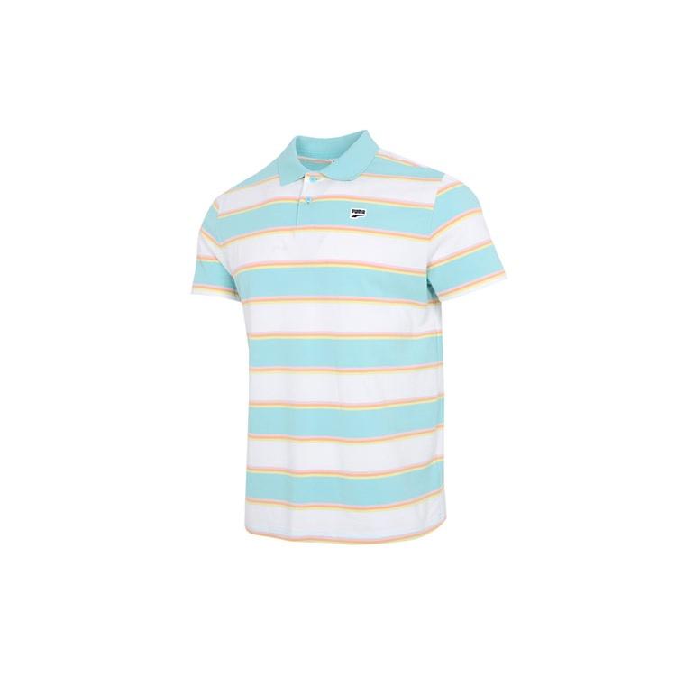 PUMA Downtown Stripe Polo Tee Shirt White Men s 599781-52 XXL