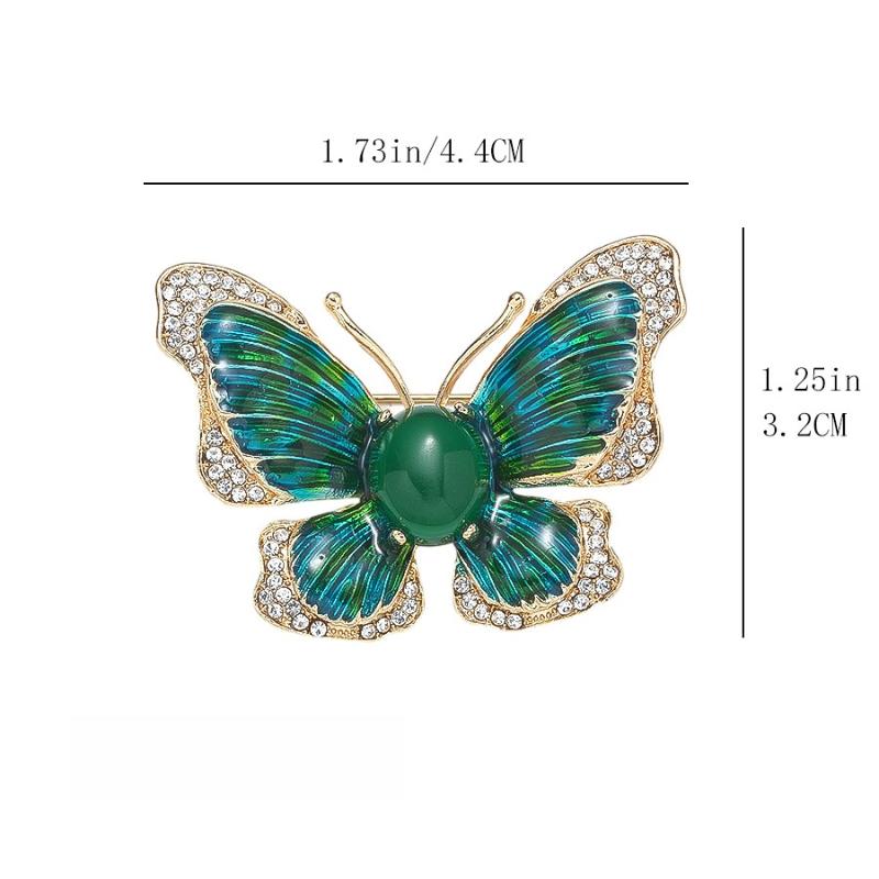 1Pcs Trendy Animal Insect Lapel Pin Elegant Crystal Enamel Butterfly Brooch For Men'S Suit Fashion Clothing Accessory Jewelry