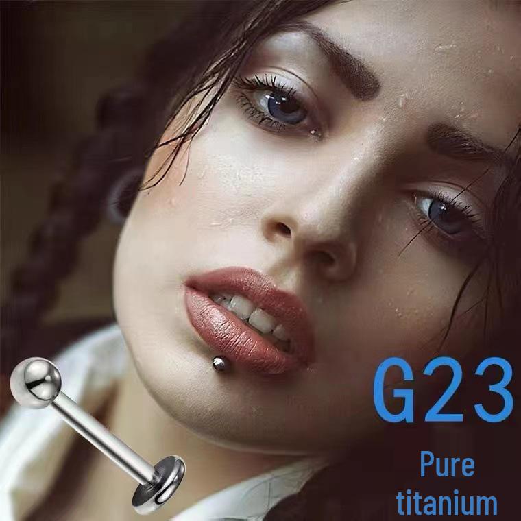 G23 Titanium Internally Threaded T-Bar Labret Stud (Pure Titanium Body Piercing Jewelry)