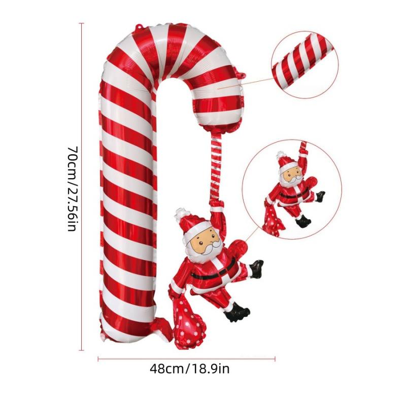 2pcsChristmas Aluminum Foil Balloons Santa Claus Christmas Tree Red Green Handheld Stick Balloons Party Decoration Hanging Ornam