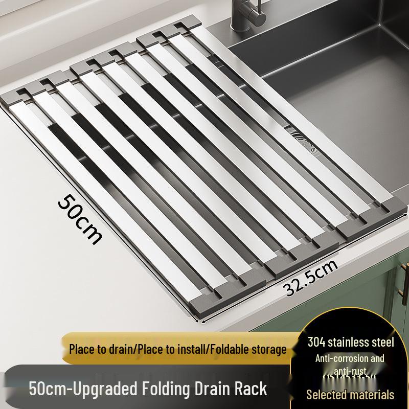 304 Stainless Steel Foldable Sink Drainer & Dish Drying Rack