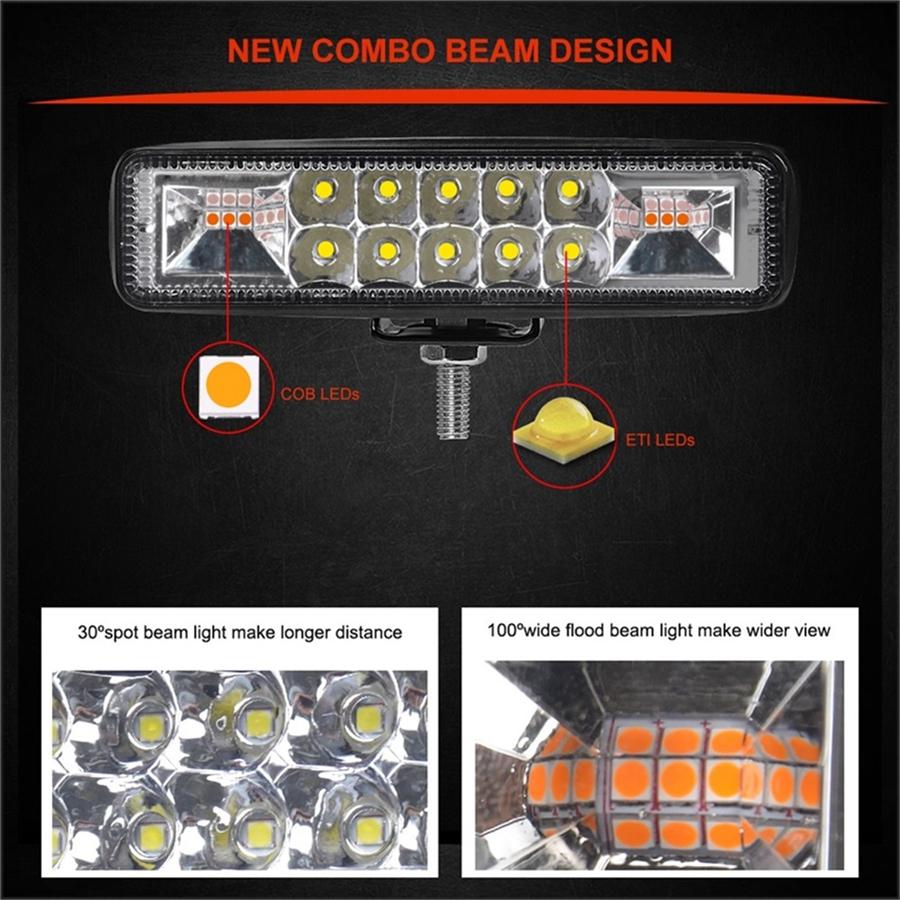 Pair 48W 4800Lm Car Motorcycle Led Working Lights Fog Warning Flash Strobe Lamps