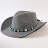 Popular sombrero de vaquero occidental clásico tejido de paja europeo y americano para hombres y mujeres, sombrero de copa tejido de moda para exteriores, estilo OL