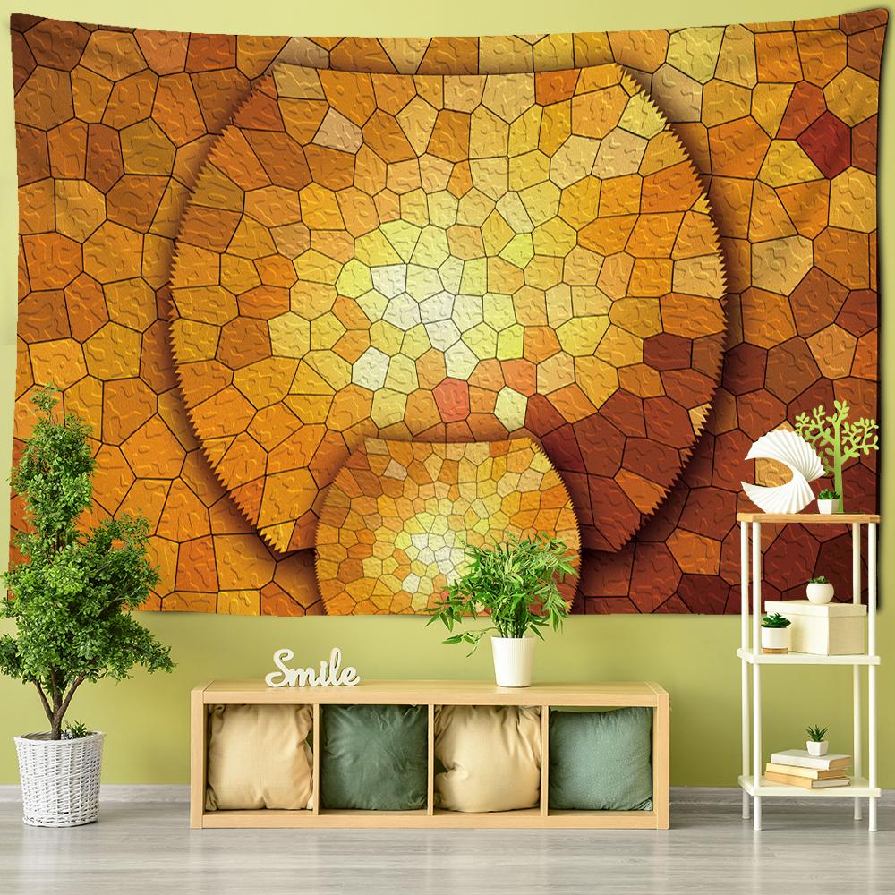 Hexagon Tapestry Wall Ceramic Tile Pattern Bohemian Hippie Travel Camping Mat Room Printing Polyester Home Decor