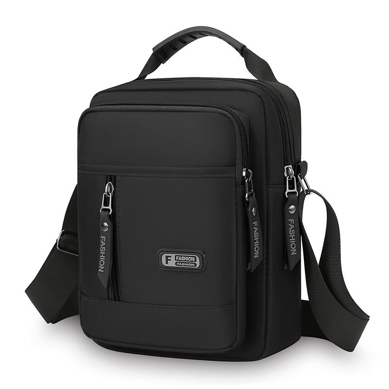 Men's Multifunctional Shoulder Bag Water-Resistant Briefcase Durable Oxford Cloth Business Tote with Multiple Compartments