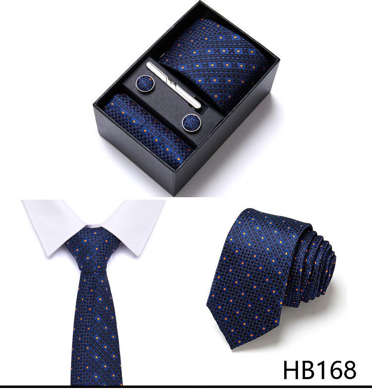 Men's Six-Piece Solid Color Polyester Silk Jacquard Tie Set with Custom Logo