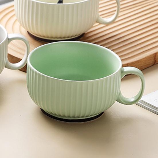 Ceramic Milk Handle Cup with Safe Bouillon Cup Cream Aesthetic Breakfast Bowls Microwave