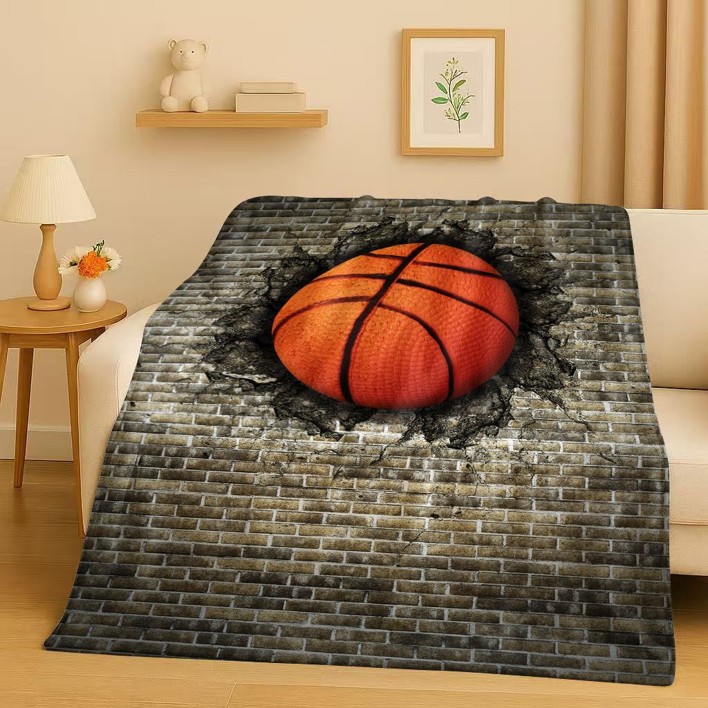 2026 New Basketball Court Art Flannel Blanket,Ultra Soft Warm Plush Throw for Home Bedroom Bed Sofa Cover Travel Camping Gift