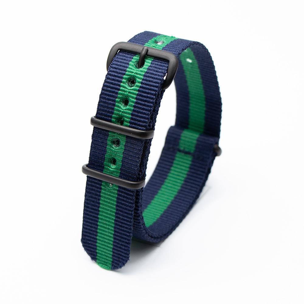 Black Nylon & Canvas Watch Strap with Vacuum-Plated Buckle