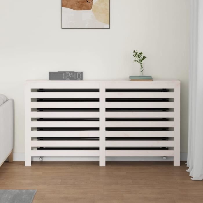822602 vidaXL Radiator Cover White 153x19x84 Cm Solid Pine Wood