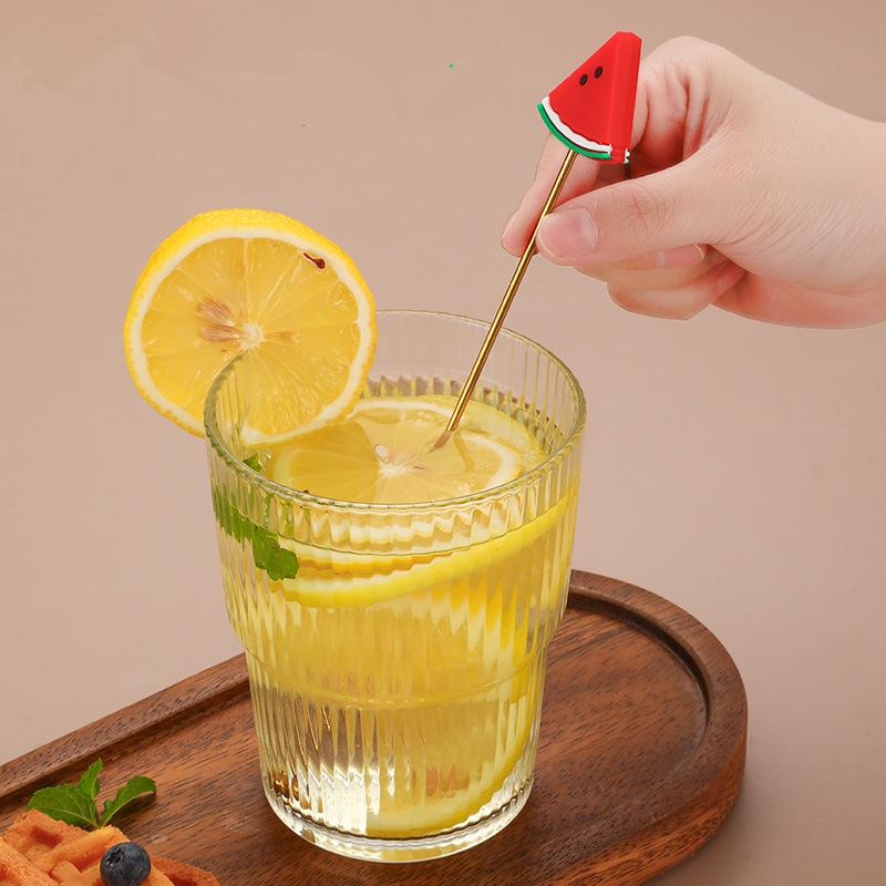 Silikonová hlava ovoce Nerezová míchací tyč Dlouhá rukojeť Koktejlové nápoje Míchací tyčinky Mixér Barové náčiní Muddler Barové doplňky