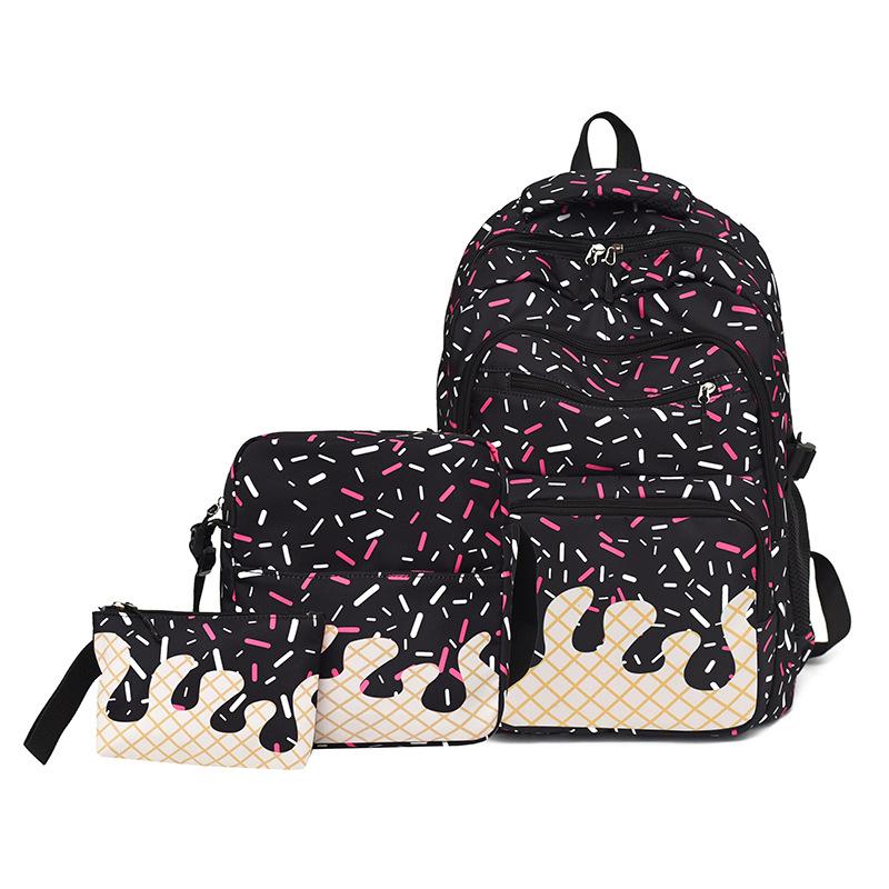

Women large-capacity three-piece backpack girl college students school bag