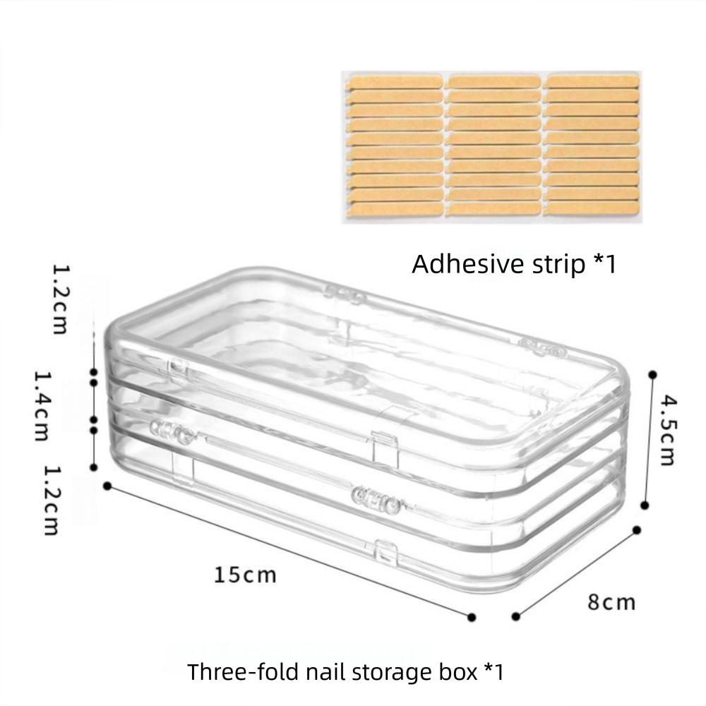 Dustproof Artificial Nails Organizer Three-Fold Press-on Nails Display Stand Nail Art Storage Box