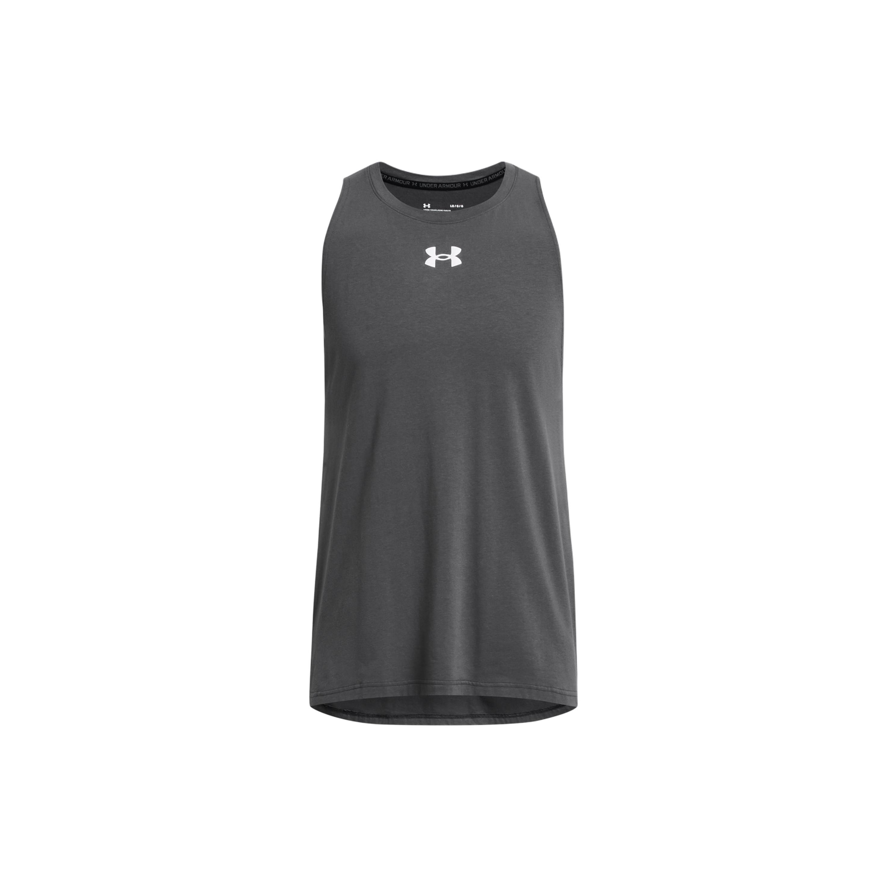 

Under Armour UA Baseline Letter Logo Print Быстросохнущий удобный мягкий жилет без рукавов с круглым вырезом для мужчин, топы темно-серого цвета 1361901-025 XL
