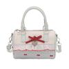Korean Cute Bow Handbag Women's 2025 Summer Sweet Fashion Lace Edge Versatile Shoulder Messenger Bag