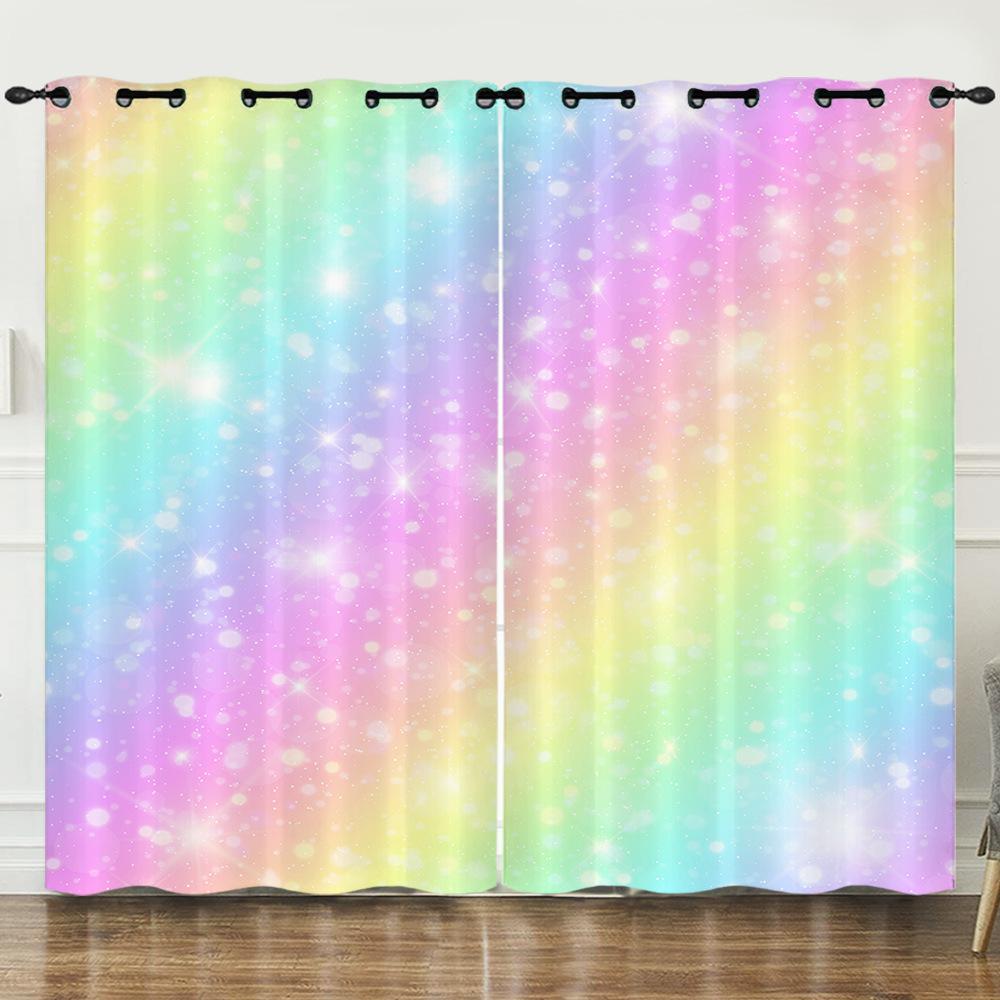 Curtains Color Gradual Change Butterfly Sunshade Child Blackout Curtain Bedroom Without Punching European and American