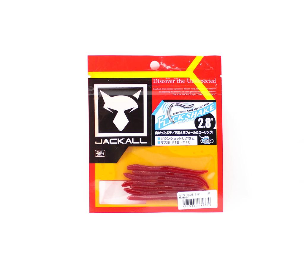 Jackall Soft Lure Flick Shake Worm 2.8 Inches Akamushi (5374)