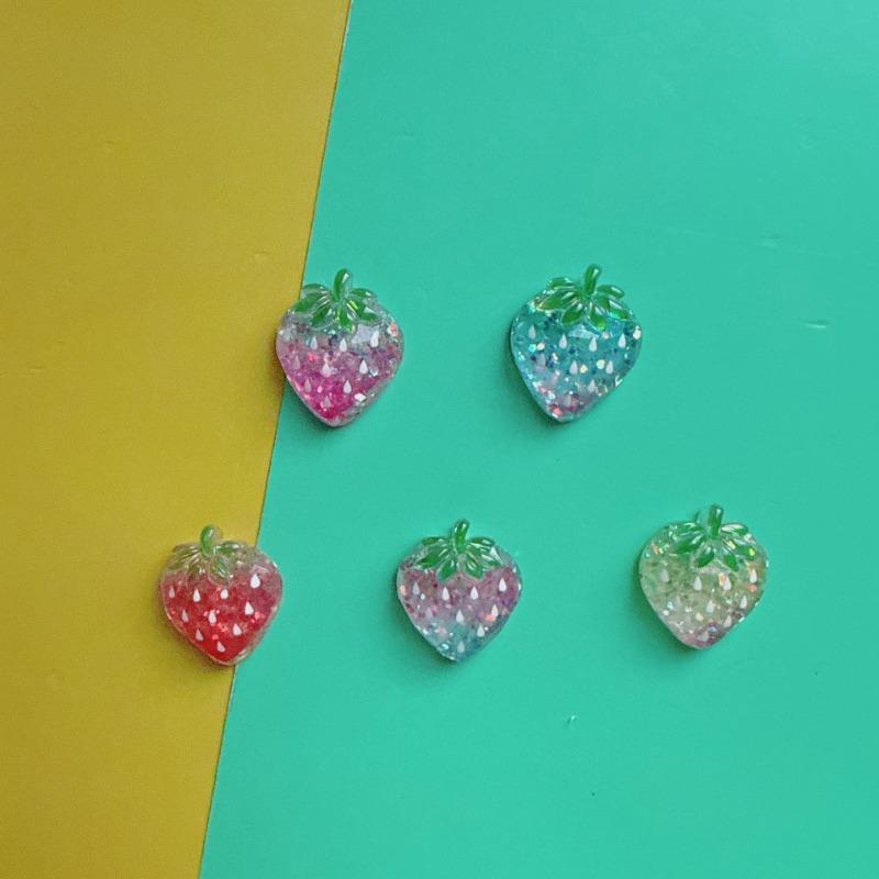 

Strawberry Hair Clip Hair Cord Grab Clip Cream Glue DIY Patch Resin Accessories 10pcs