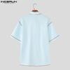 INCERUN Men Lapel Short Sleeve Stitching Buttons Casual Loose Shirts Tops