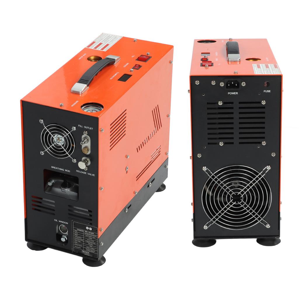 Portable Air Compressor 100‑300bar 1500‑4500psi Automatic Stop Double Cylinder PCP Air Compressor 1.5‑1.8cfm US Plug