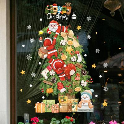 2026 Joyeux Noël Autocollant Vitre Père Noël Sapin de Noël Flocon de Neige Stickers Muraux Chambre d'Enfant Décoration Intérieure Nouvel An Cadeau