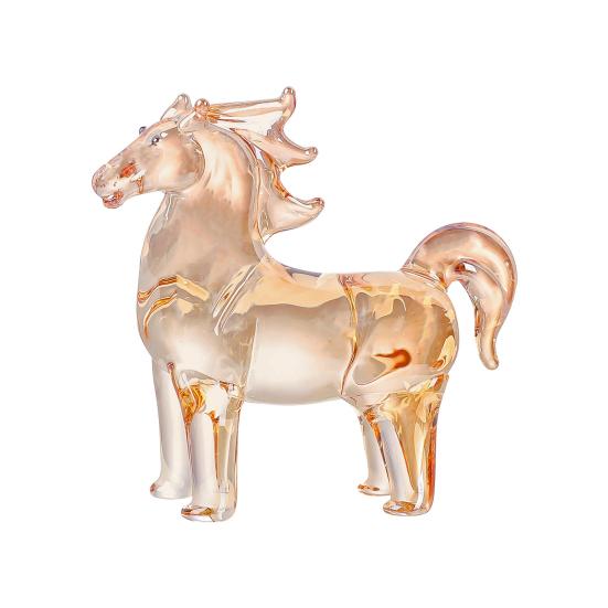 Yousheng Fake Crystal Horse Figurine Hand-carved Miniature Pony Statue Healing Stone Animal Collectible Sculpture Fengshui Decoration Ornament