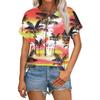 Women's Casual Fashion Round Neck Rolled Hem Short Sleeve Floral Top